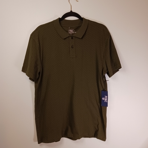 Size Medium Mens Polo Shirt NWT Olive Green Athletic Tee Golf Casual - Picture 2 of 5